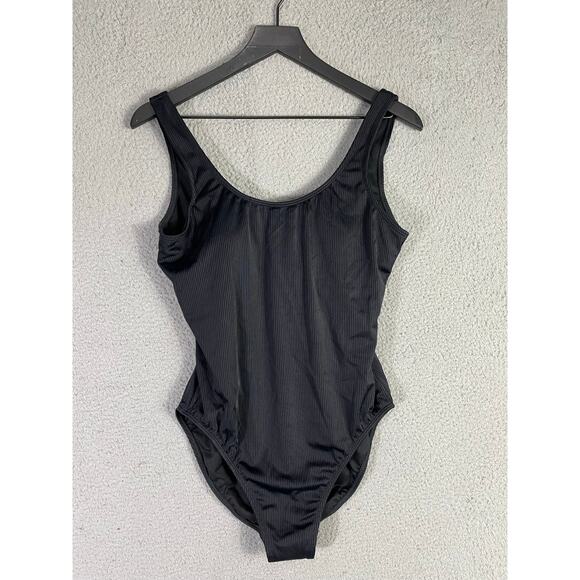Catalina Black XL 16/18 Scoop Neck Ruched One Piece Swimsuit Shaping Lined - Picture 2 of 7